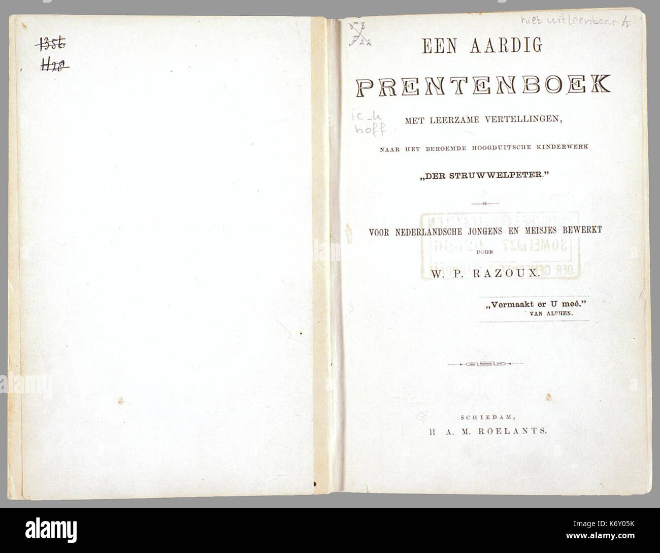 Prentenboek leerzame een aardig rencontré vertellingen naar het beroemde Hoogduitsche kinderwerk Der Struwwelpeter PPN 124486932 Image 2 Banque D'Images