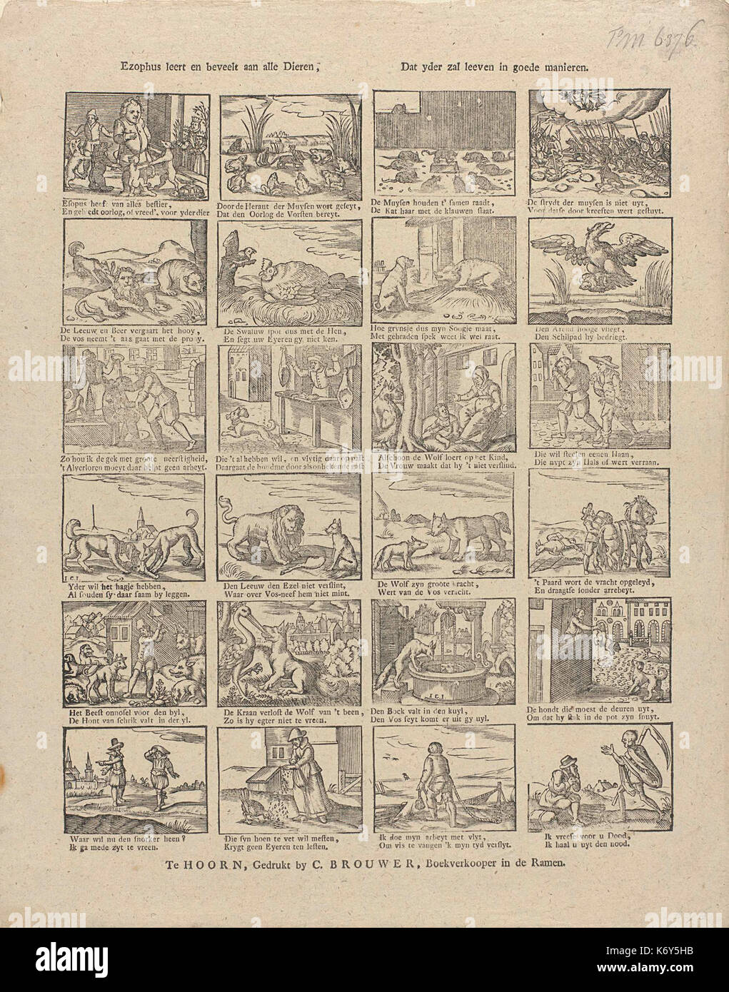 En beveelt Ezophus leert aan alle dieren, Dat zal yder leeven dans goede manieren Banque D'Images