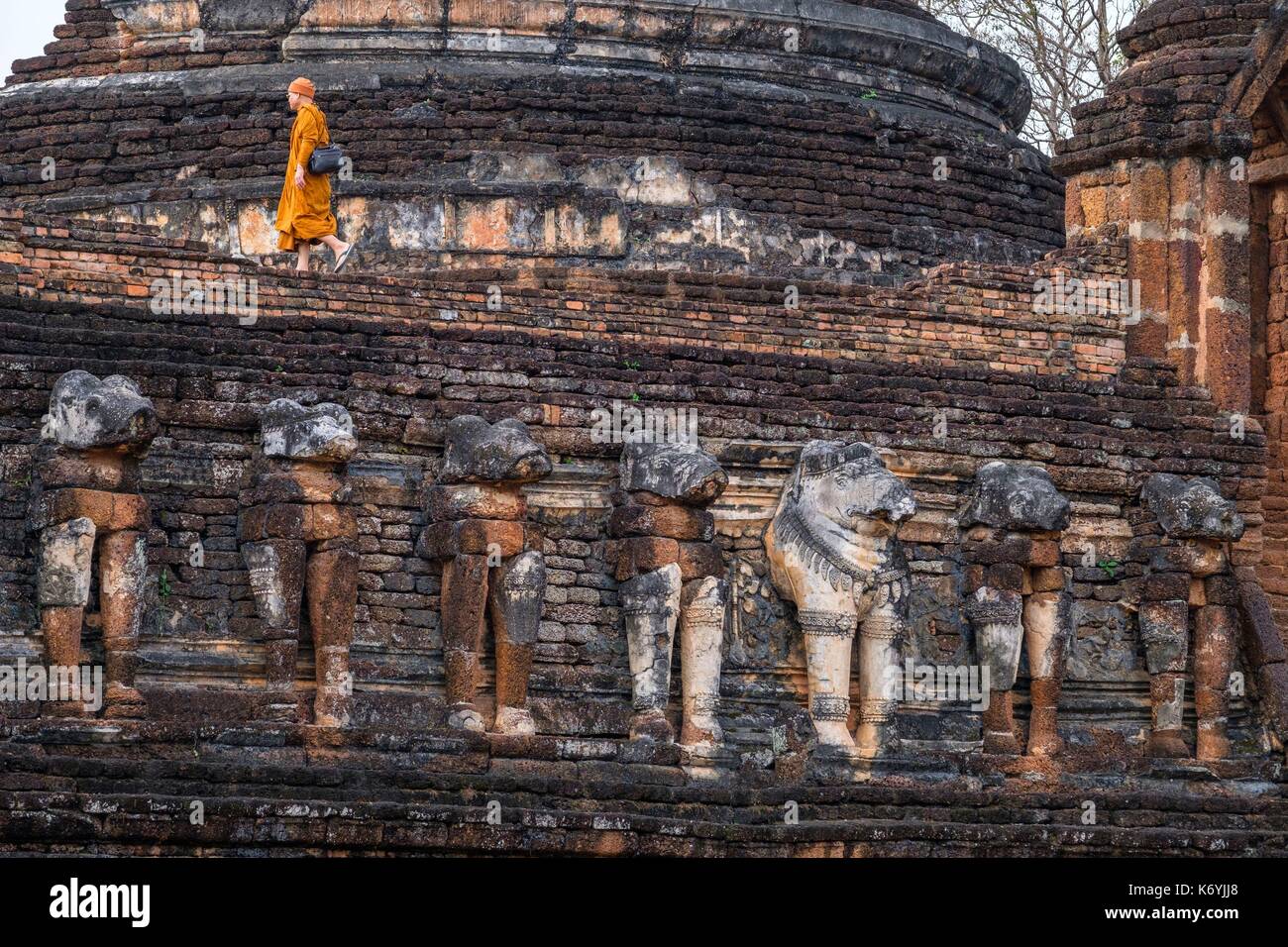 La Thaïlande, Surat Thani province Kamphaeng Phet, Parc historique, inscrite au Patrimoine Mondial de l'UNESCO, Wat Chang Rob Banque D'Images