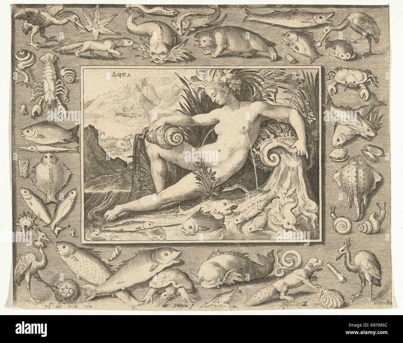 L'eau élément als vrouw bij bron rencontré vissen Banque D'Images