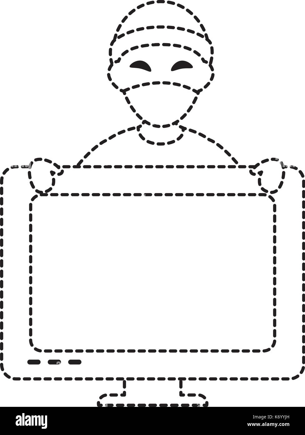 Cyber voleur avatar personnage avec monitor Illustration de Vecteur