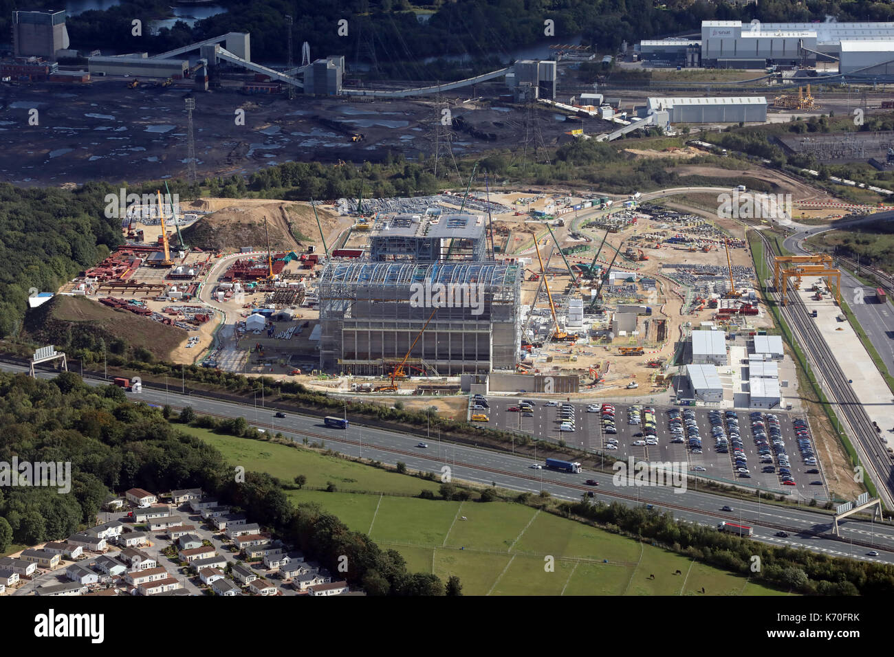 Vue aérienne de la nouvelle construction à Henrichenburg Shiplift, West Yorkshire, Royaume-Uni Banque D'Images