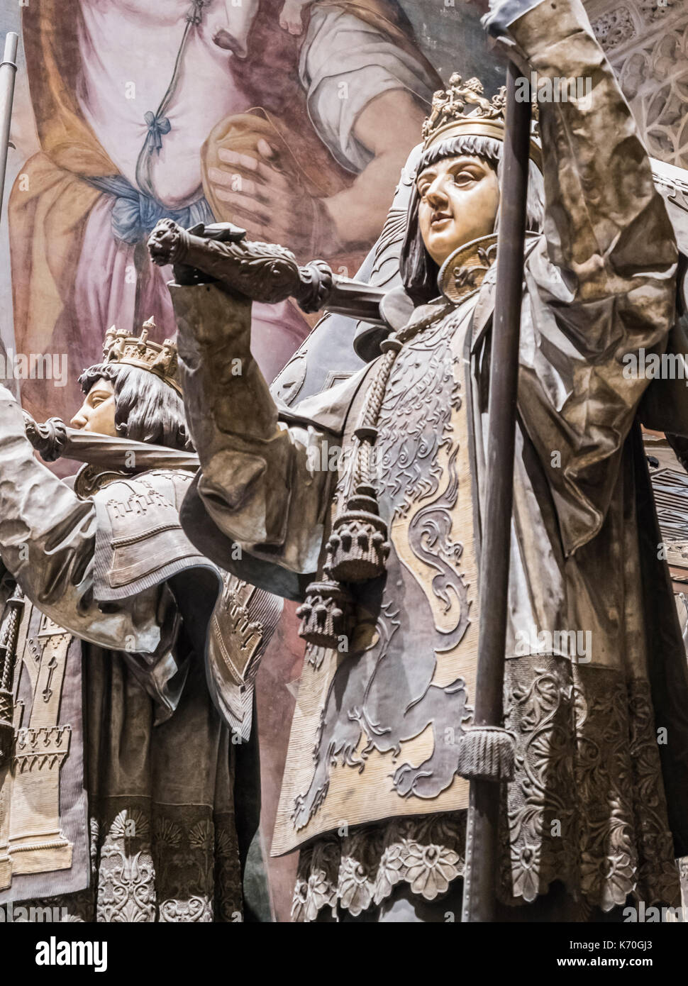 Tombe de Cristobal Colon de la Cathédrale de Séville, situé en face de la porte des princes ou San Cristobal, Andalousie, Espagne Banque D'Images