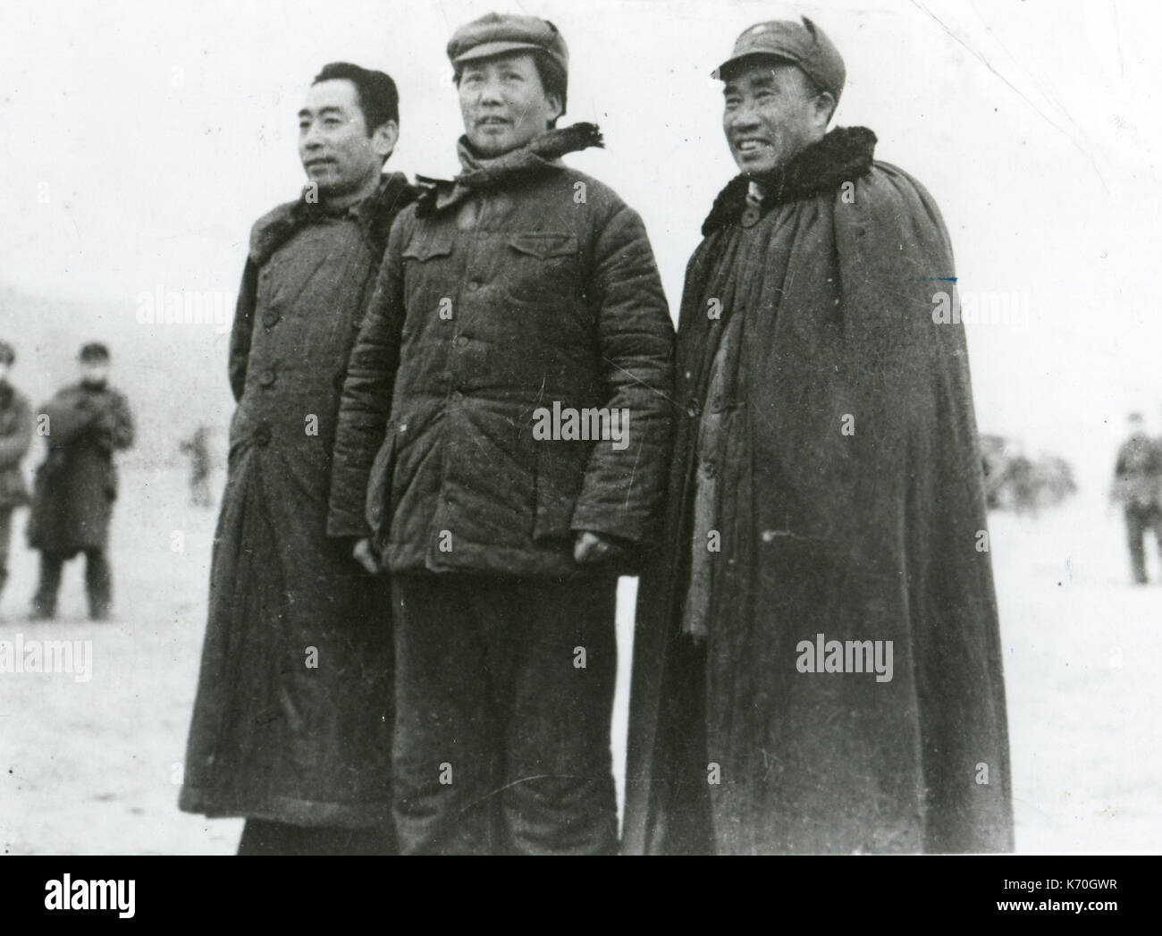 Trois grands de Chine - L-R : Chu En-Lai, Mao et Tze-Tung Général Chu Teh Banque D'Images