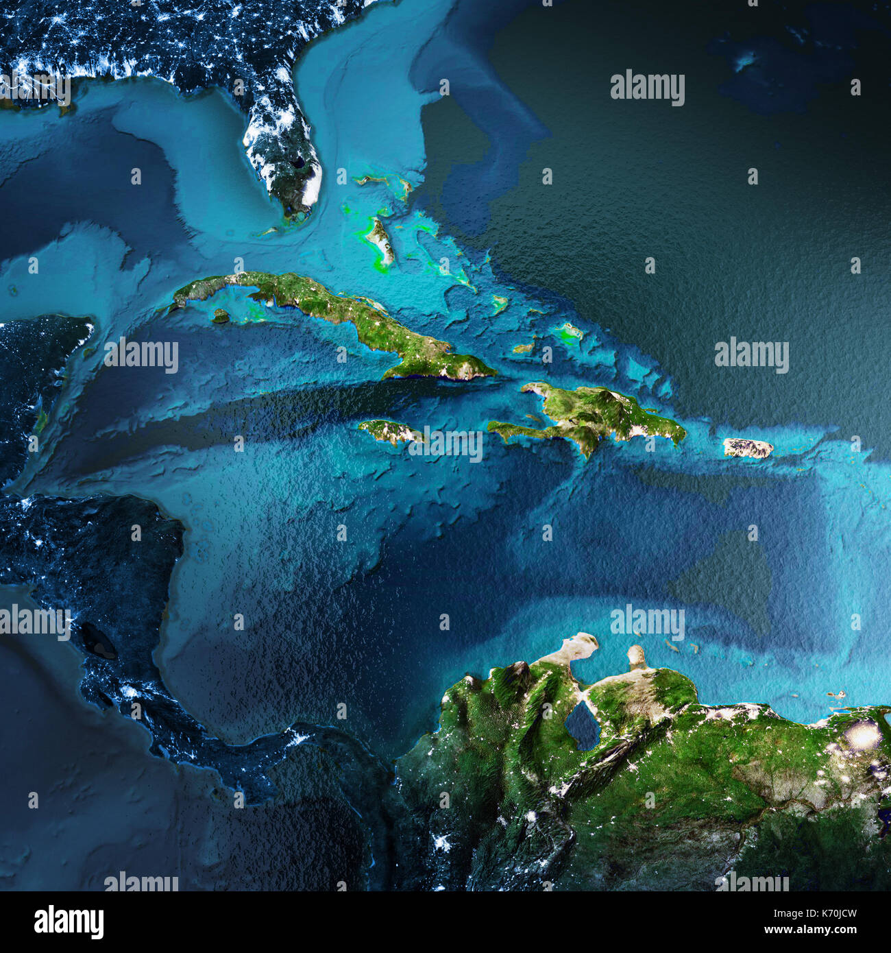 Région des Caraïbes le rendu 3D de l'espace Banque D'Images