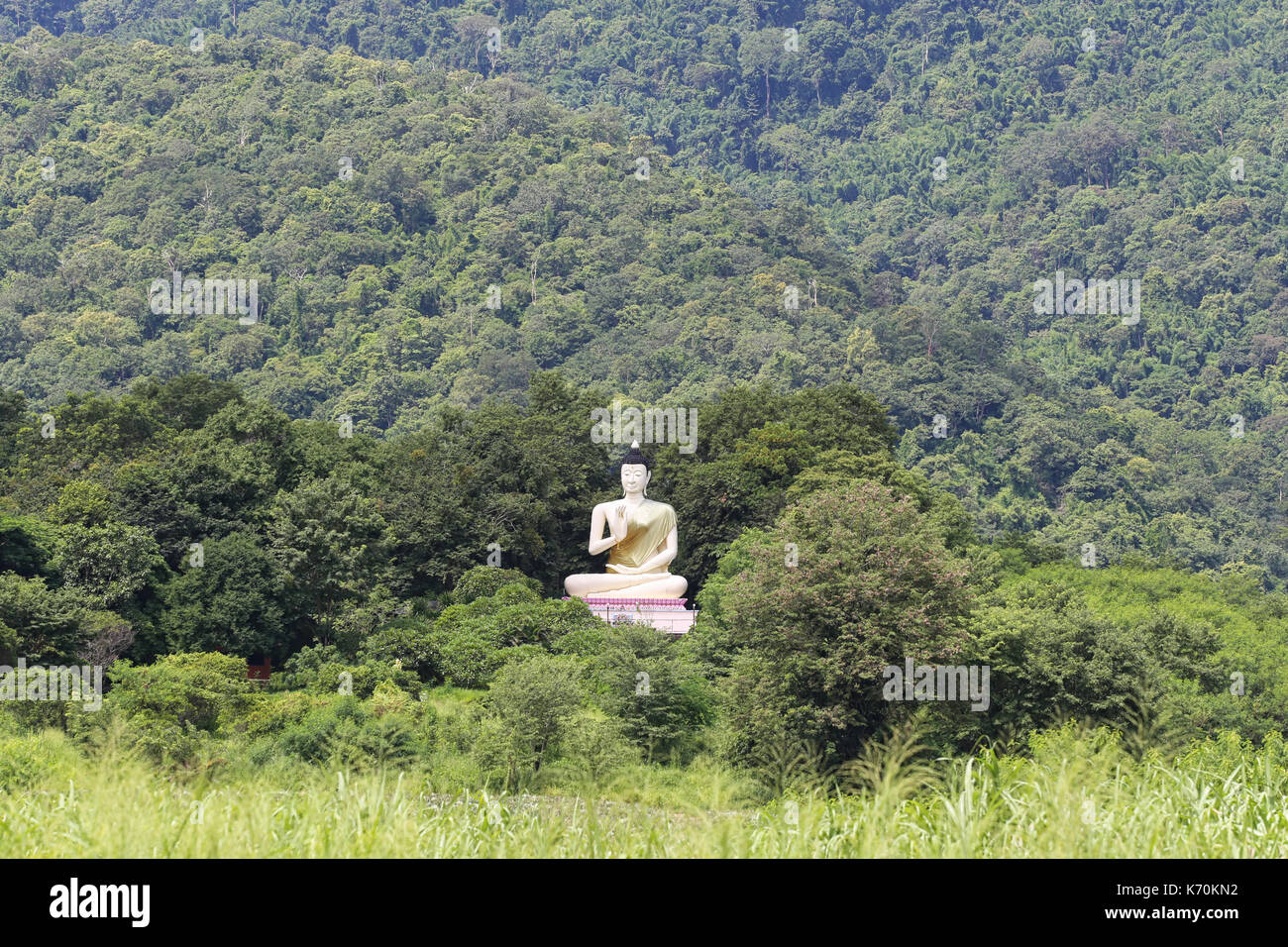 Statue du Grand Bouddha sur la montagne, symbole du bouddhisme en Thaïlande. Banque D'Images