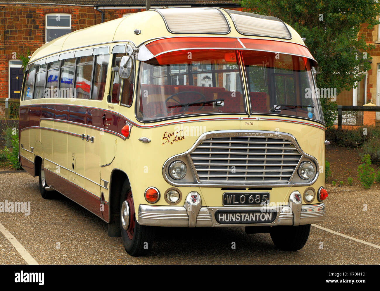 Vintage Car, construit 1959, les entraîneurs, les entraîneurs Spratt, bus, bus, voyages, transports, Wreningham, Norfolk, England, UK Banque D'Images