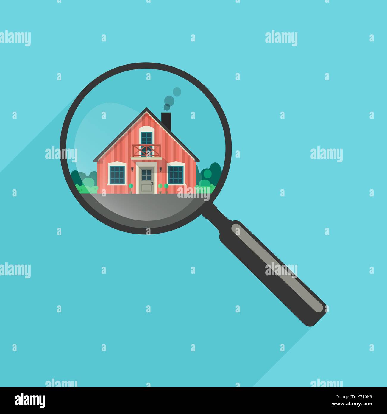 Recherche maison avec loupe Illustration de Vecteur