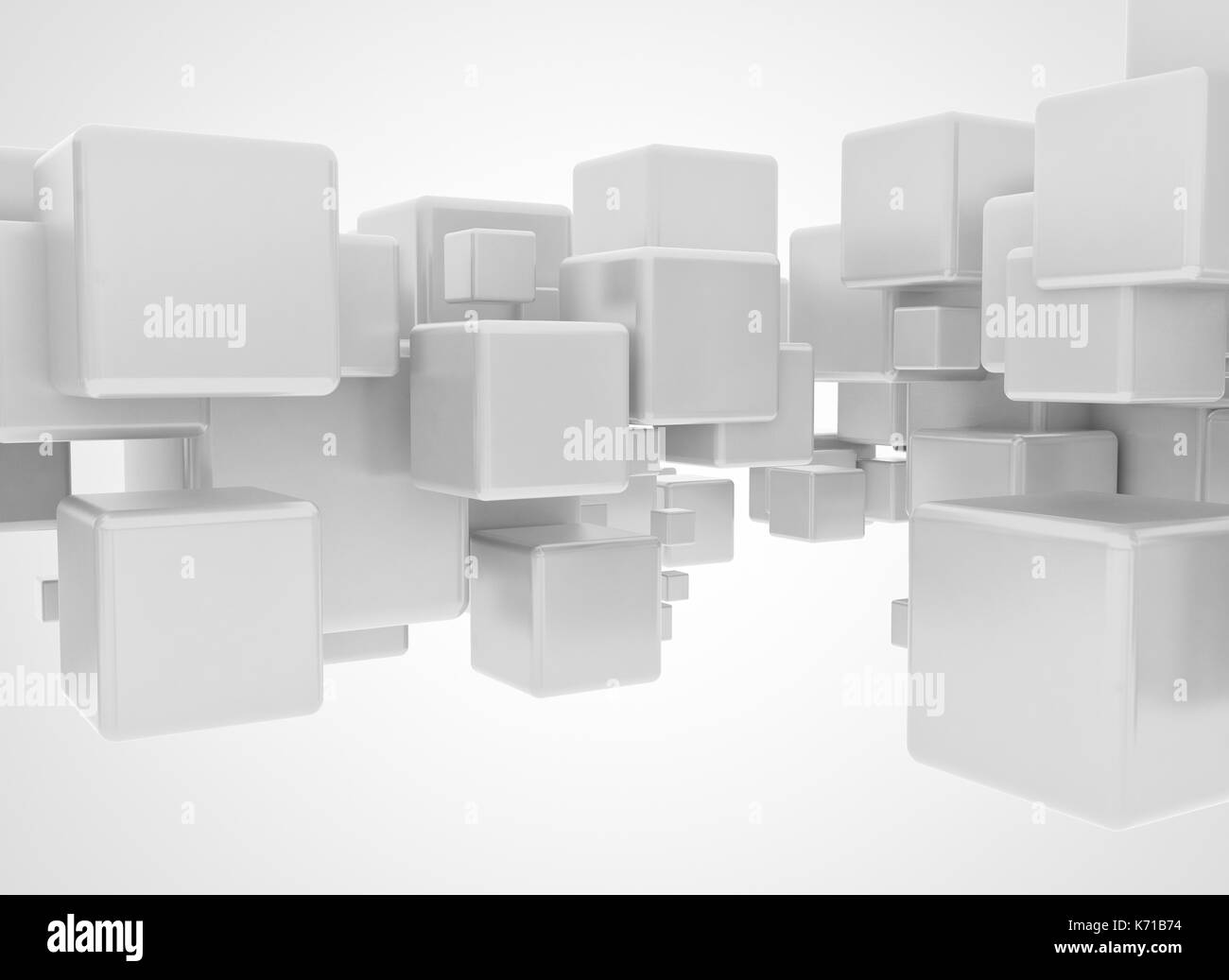 Cubes 3d flying over white background Banque D'Images