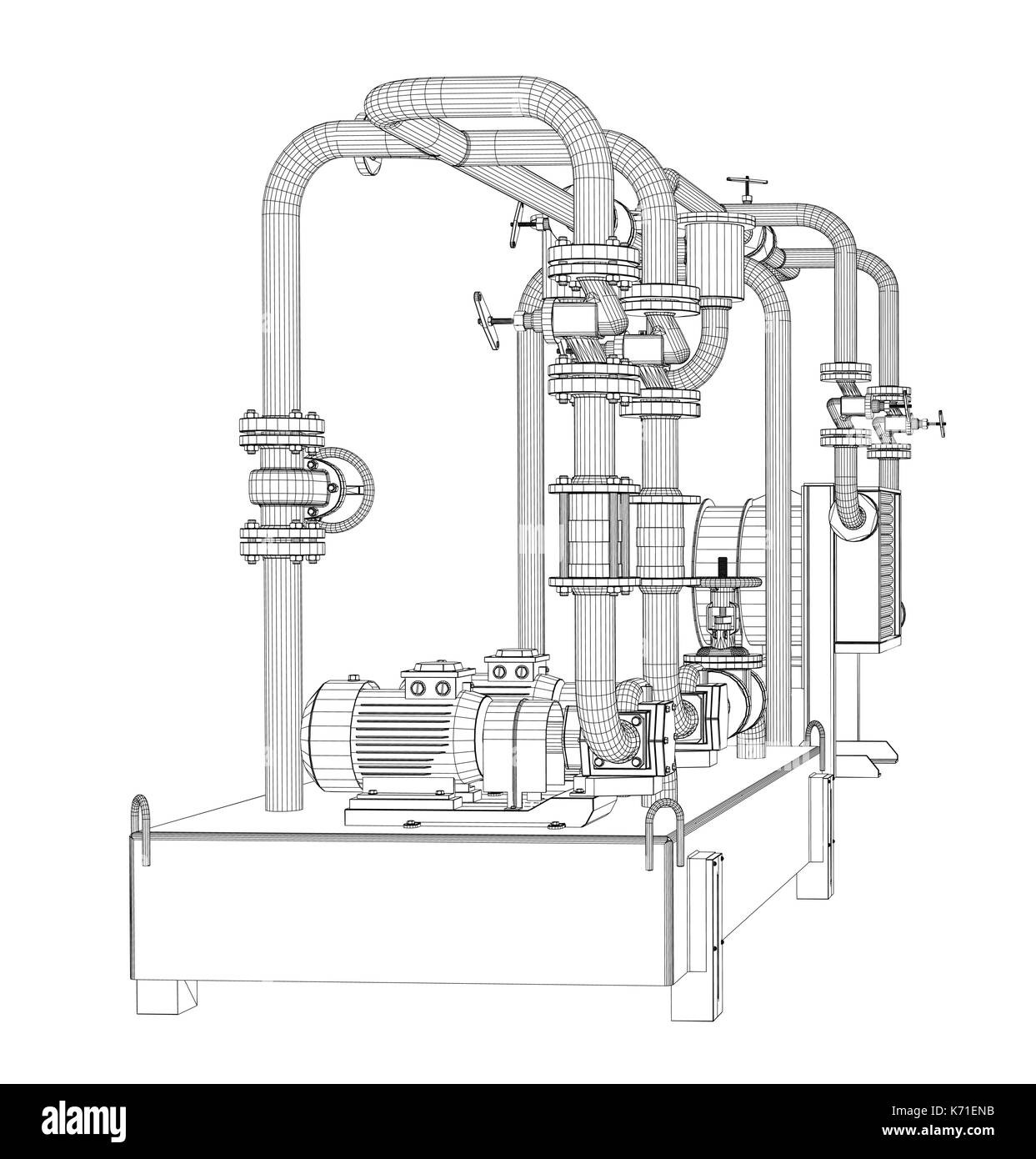 L'équipement industriel en fil de fer de la pompe à huile Illustration de Vecteur