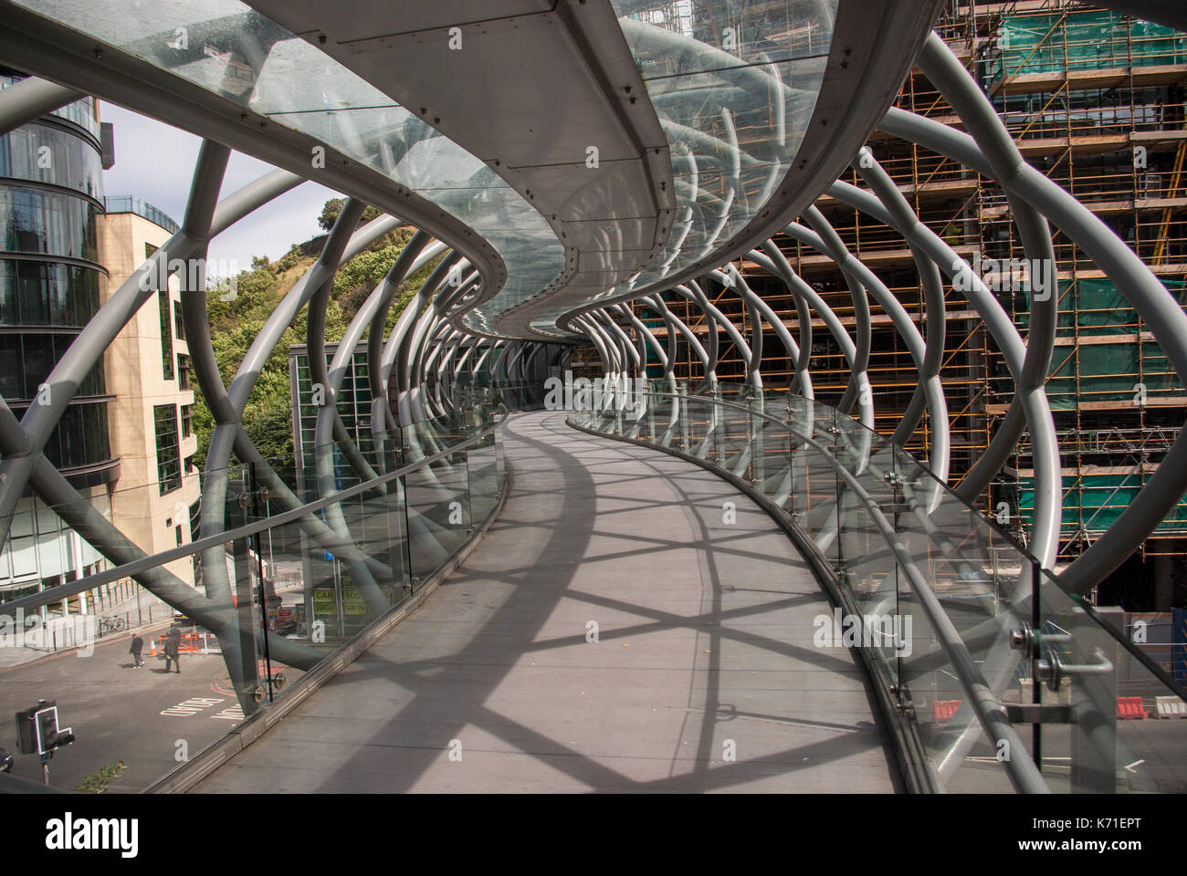 Le vieux St James Centre passerelle piétonne, Édimbourg Banque D'Images