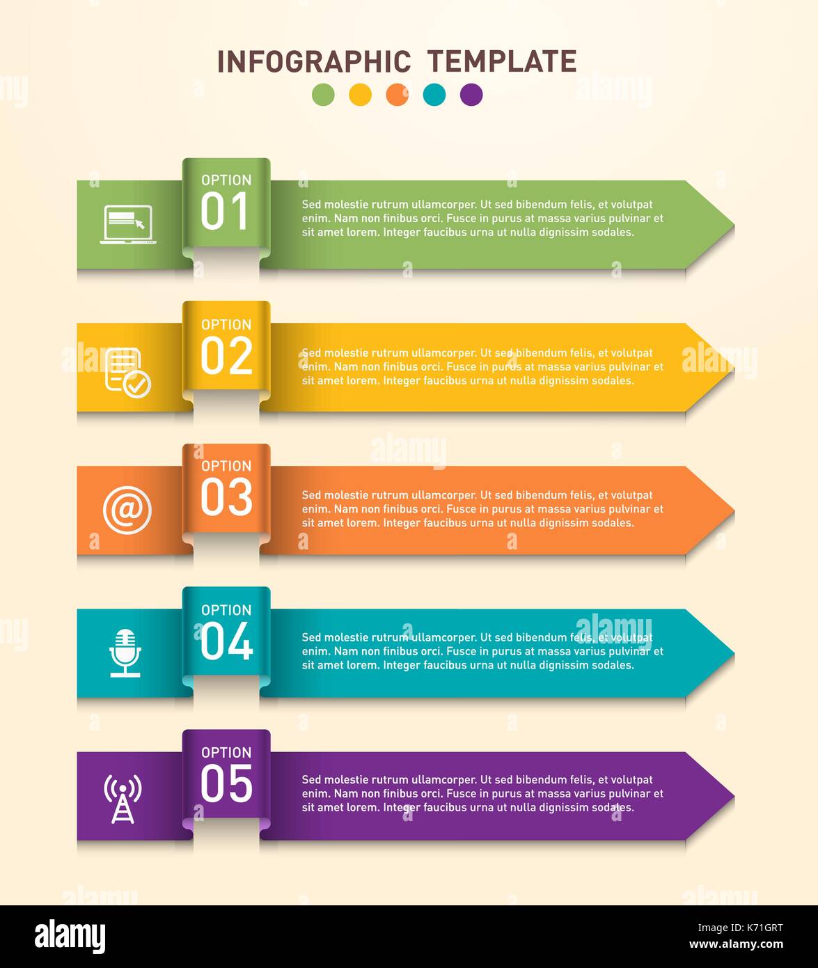Pour les flèches des infographies. vecteur bannière avec 5 options ...