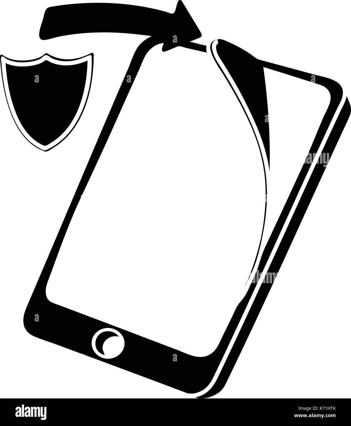 Remplacement de la protection de l'écran icône smartphone simple, style noir Illustration de Vecteur