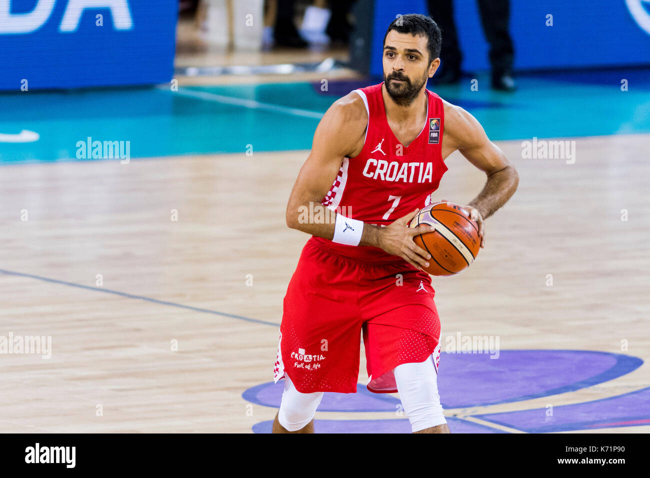 7 septembre 2017 : krunoslav simon # 7 (cro) au cours de l'eurobasket fiba 2017 - Groupe c, match entre la République tchèque et la Croatie au hall polyvalent, CLUJ-NAPOCA, Roumanie rou. foto : Cronos Banque D'Images