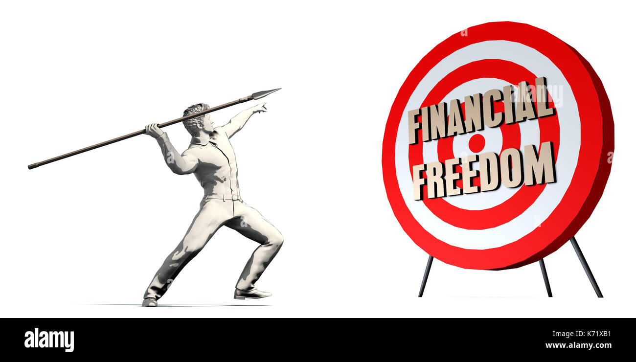 La liberté financière avec ciblage Objectif Businessman Concept Banque D'Images