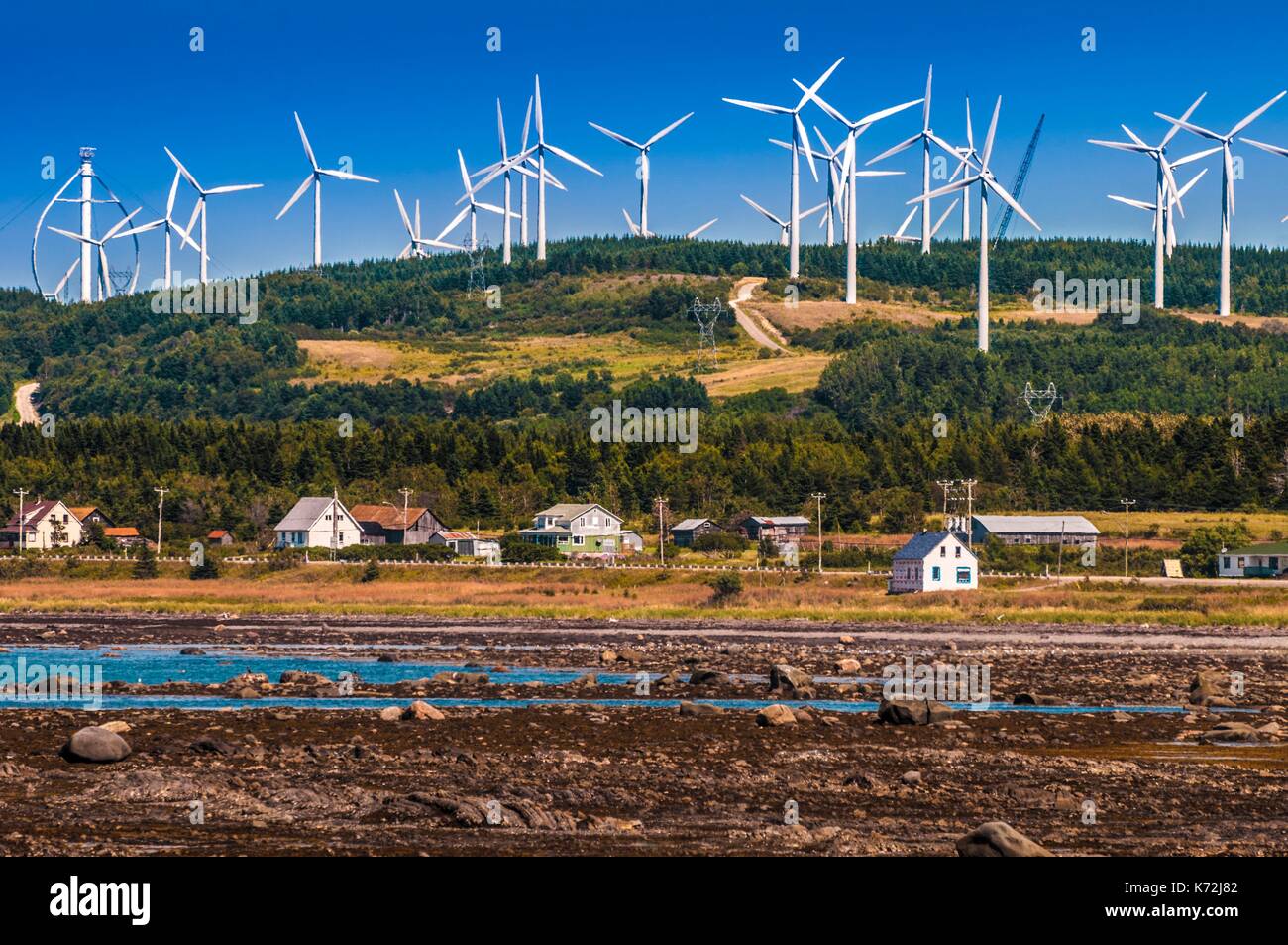 Le Canada, la province de Québec, GaspŽsie, Cap-Chat, Le Nordais wind farm  a une centaine d'éoliennes Eole y compris, les plus hautes du monde de l' éolienne verticale (110 m), un vestige de