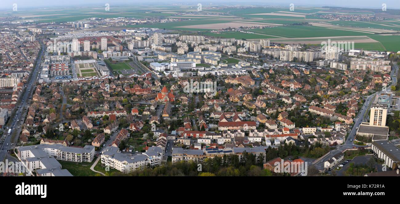 France, Marne, Reims, villejardin Chemin Vert et Europe (vue aérienne
