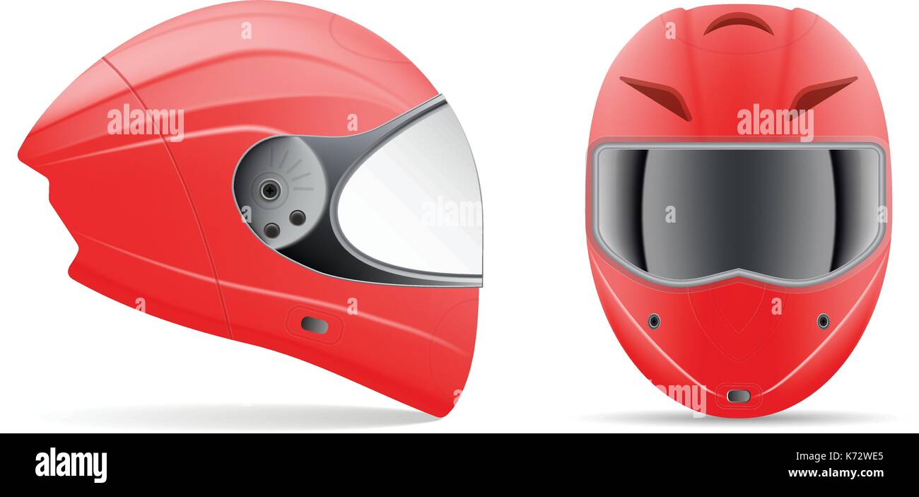 Casque de moto rouge haute qualité. Vue de face et vue de coté isolé sur un  fond blanc. vector illustration Image Vectorielle Stock - Alamy