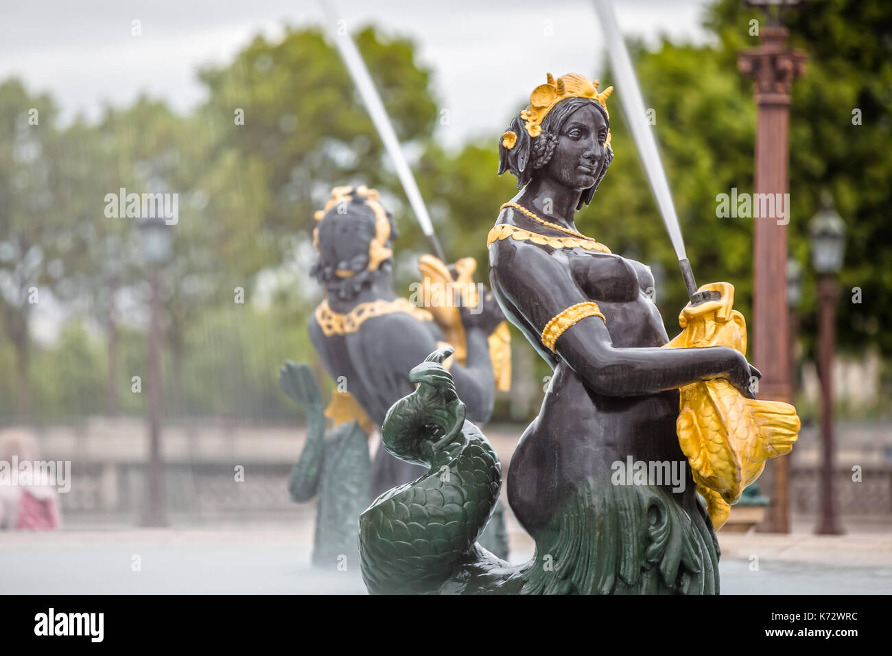 Près de la Fontaine des Mers Place de la Concorde à Paris, France Banque D'Images