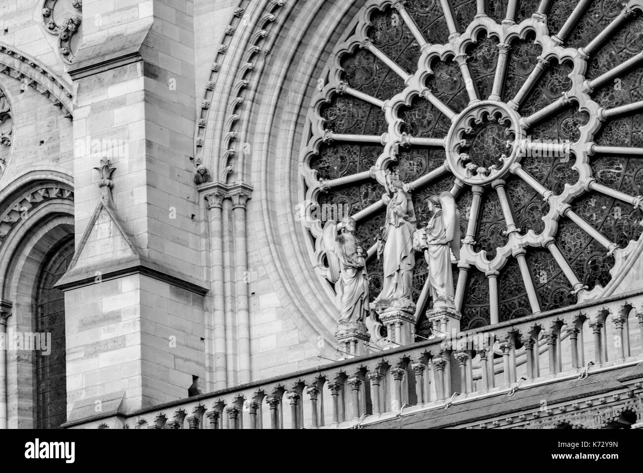 Gros plan de l'église notre Dame de Paris Banque D'Images