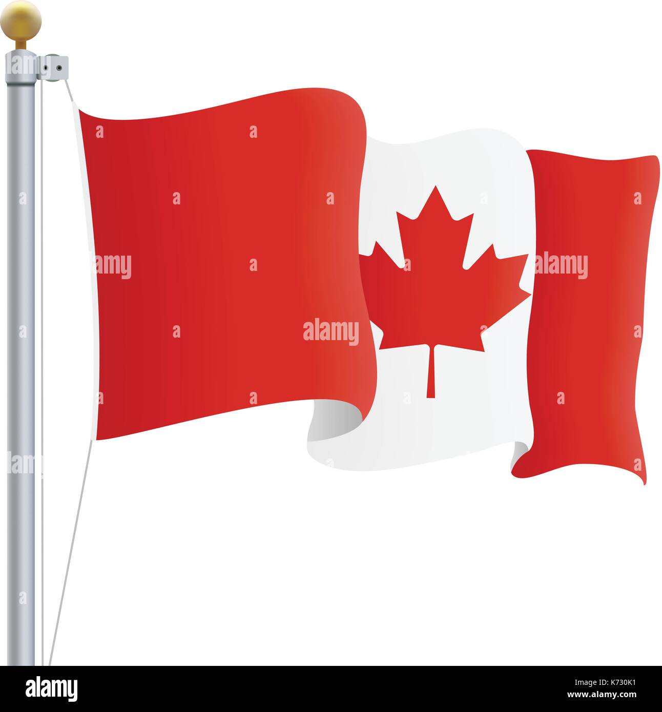 Brandissant le drapeau du Canada isolé sur un fond blanc. vector illustration. Illustration de Vecteur