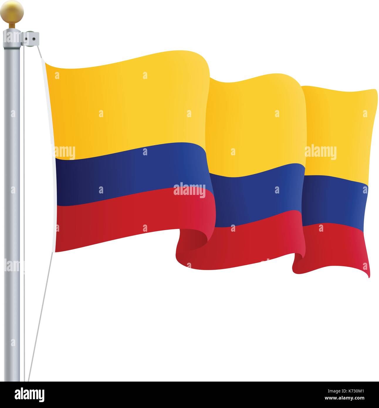 En agitant le drapeau de la Colombie isolé sur un fond blanc. vector illustration. Illustration de Vecteur