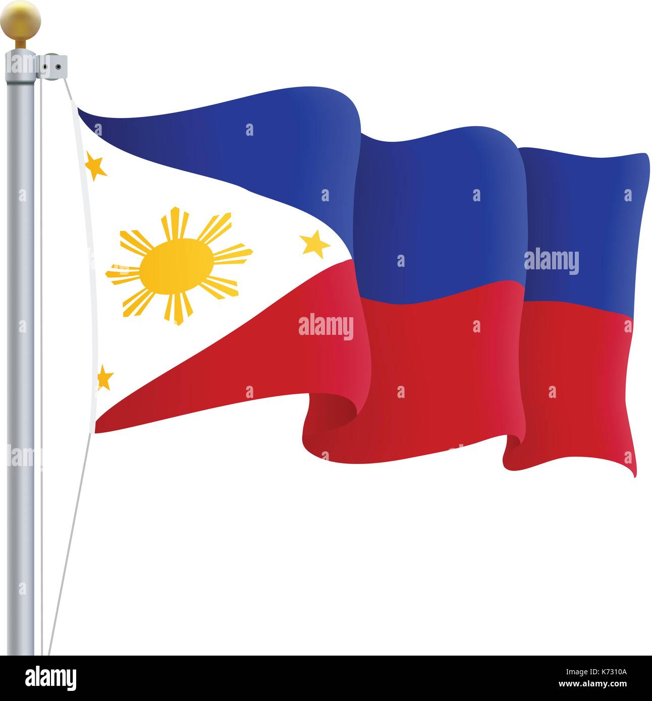 En agitant le drapeau philippines isolé sur un fond blanc. vector illustration. Illustration de Vecteur