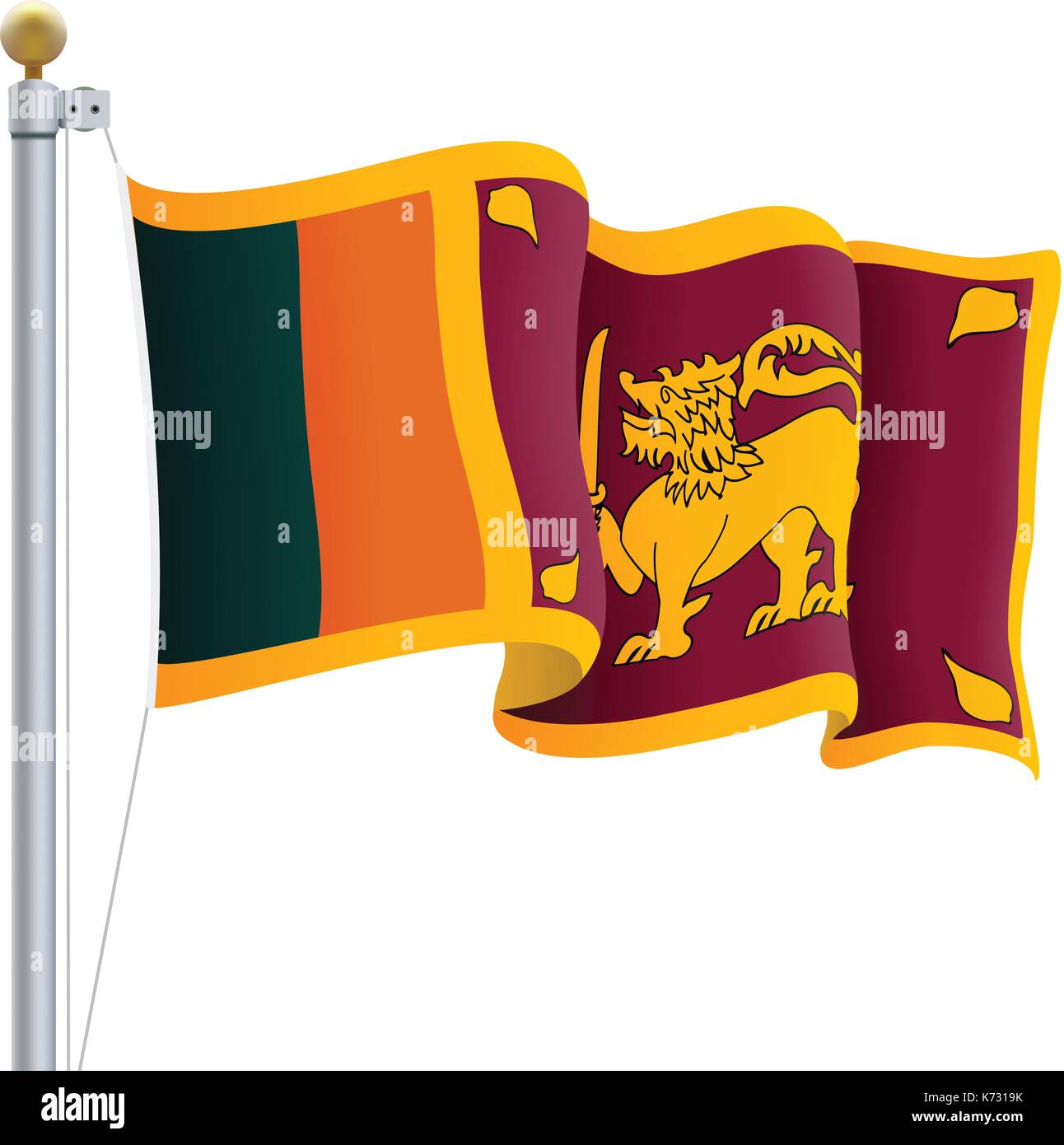 En agitant le drapeau sri Lanka isolé sur un fond blanc. vector illustration. Illustration de Vecteur