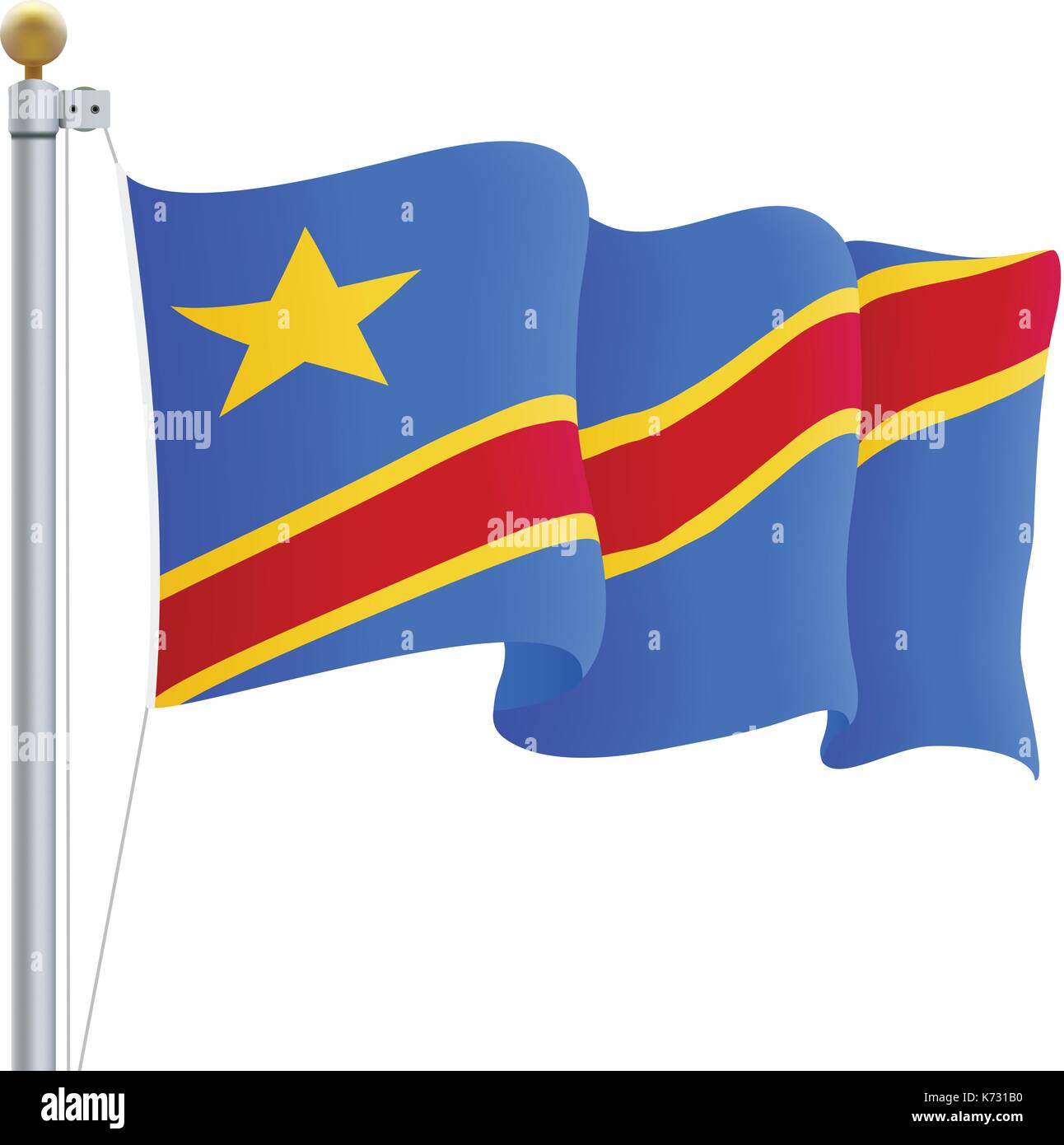 En agitant le drapeau de la République démocratique du congo isolé sur un fond blanc. vector illustration. Illustration de Vecteur