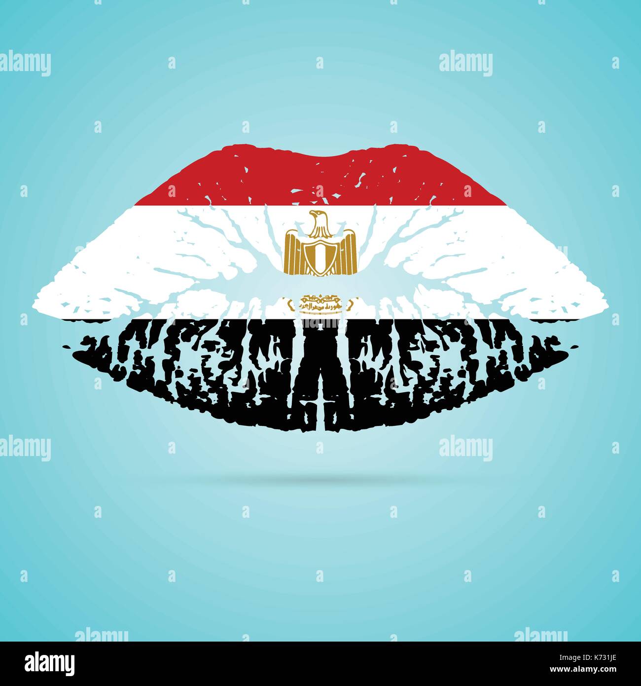 L'Égypte d'un drapeau rouge à lèvres sur les lèvres isolé sur un fond blanc. vector illustration. Illustration de Vecteur