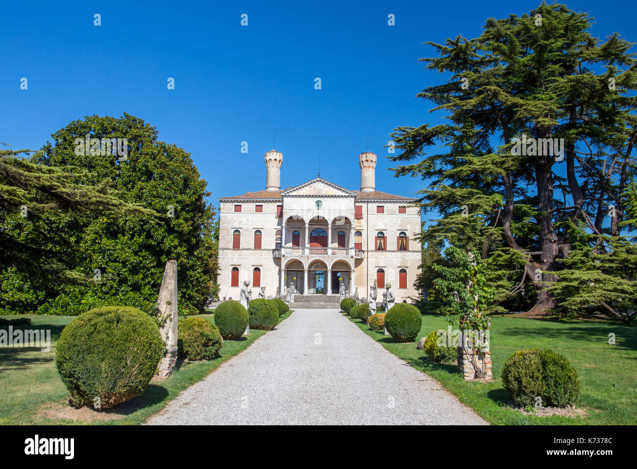 Castello di Roncade et la pré-palladienne Villa Giustinian à Roncade, Veneto, Italie Banque D'Images