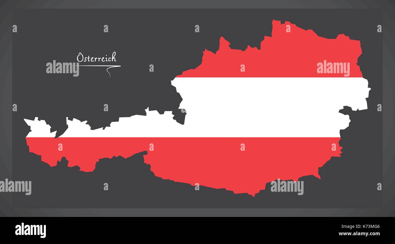 L'Autriche en europe avec drapeau national autrichien illustration Illustration de Vecteur