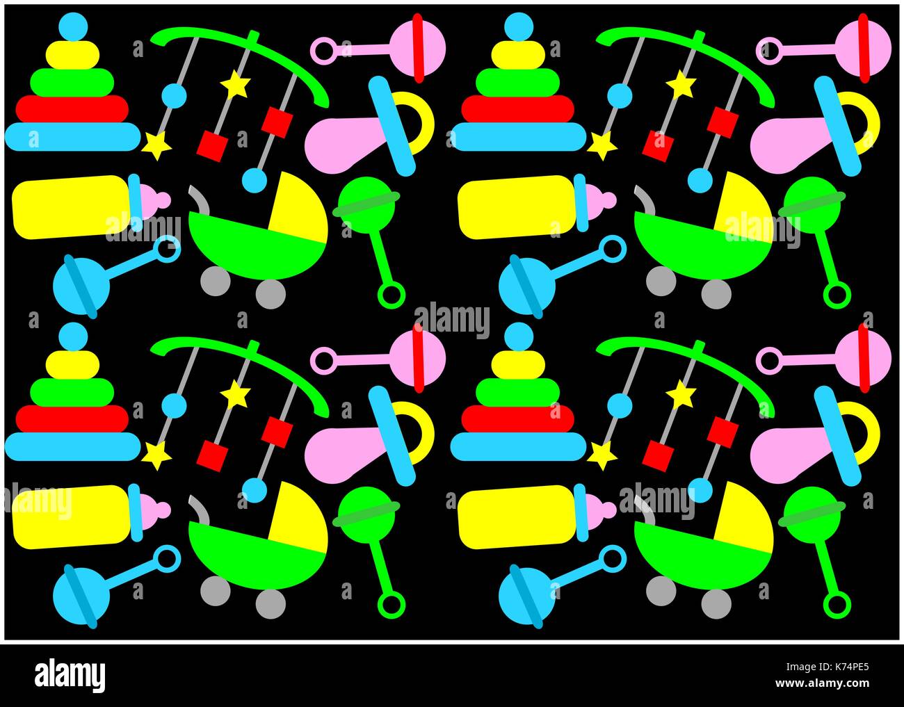 Modèle avec des jouets bébé gras et objets Illustration de Vecteur