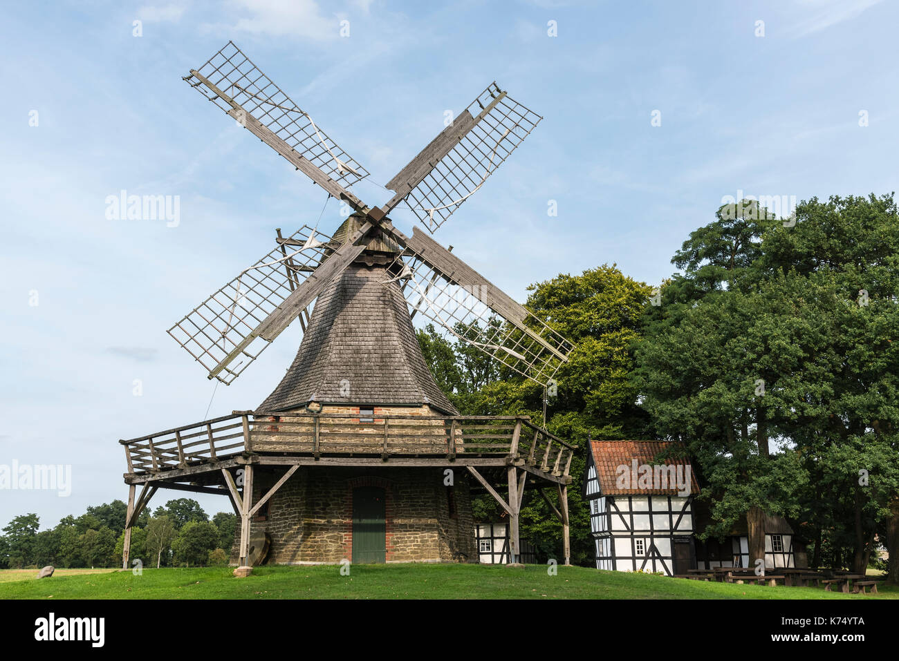 Moulin de Kolthoffsche, moulin à vent néerlandais, moulin à vent, Westfälische Mühlenstraße, Levern, Stemwede, Minden-Lübbecke Banque D'Images