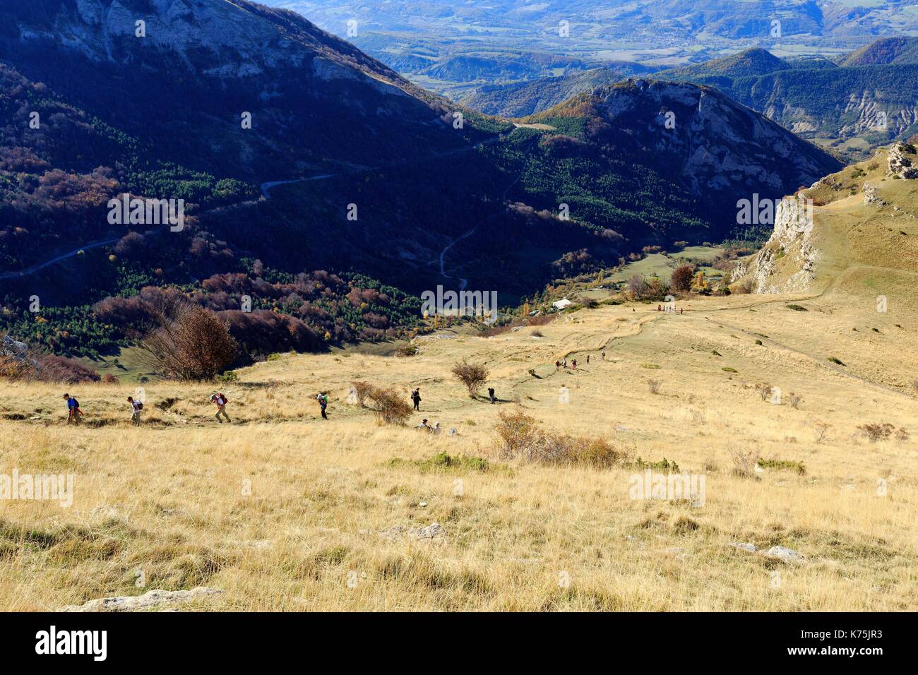 France, Drôme, Saou, Les Trois Becs, pas de Siara, la randonnée depuis le  Col de la Chaudiere Photo Stock - Alamy