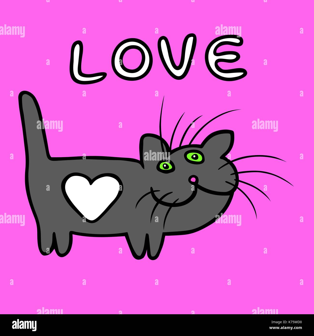 Les Couleurs Noir Et Blanc Coeur Chat Sur La Saint Valentin