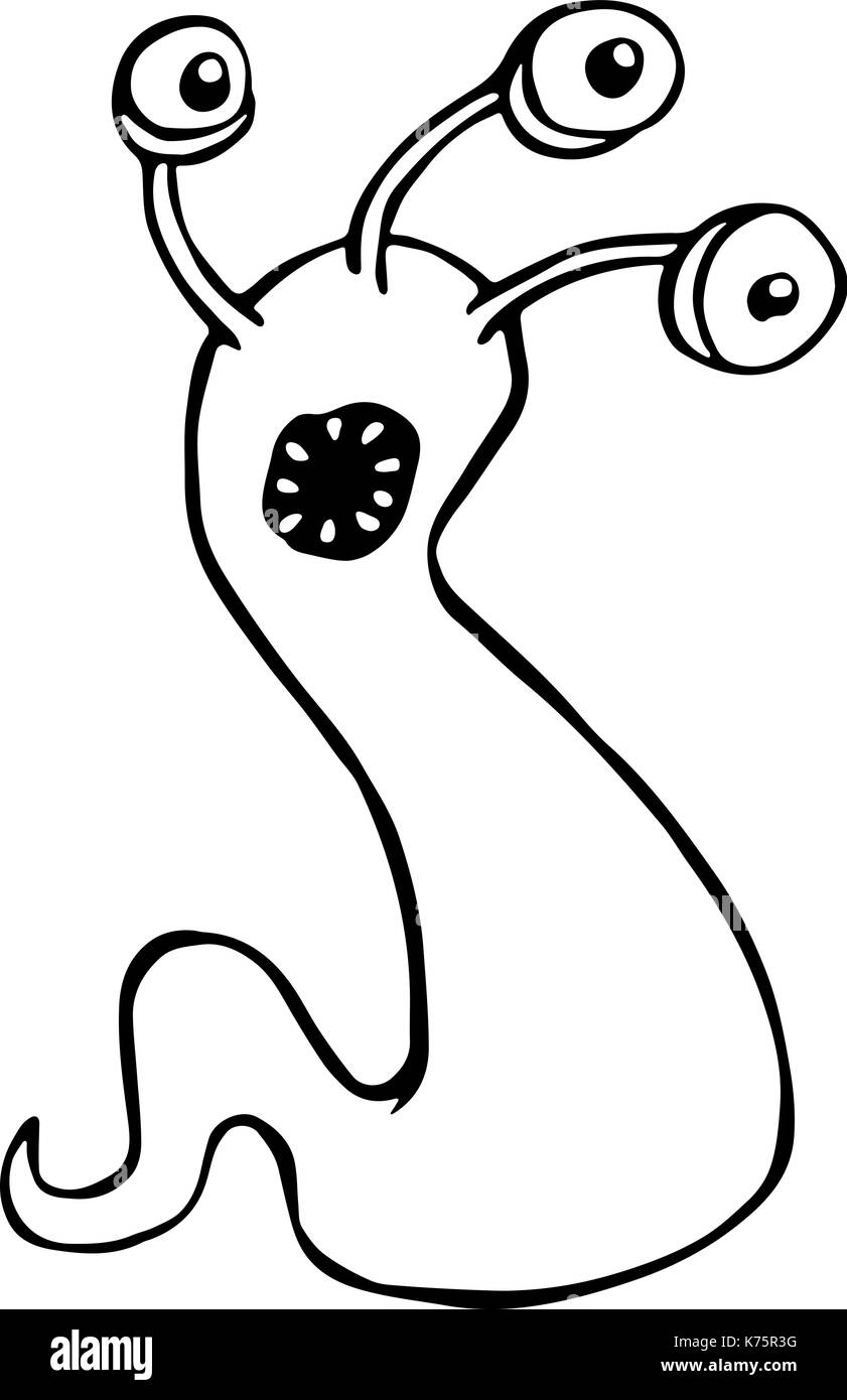 Trois drôles-eyed monster dans différentes formes en noir blanc couleurs. vector illustration Illustration de Vecteur