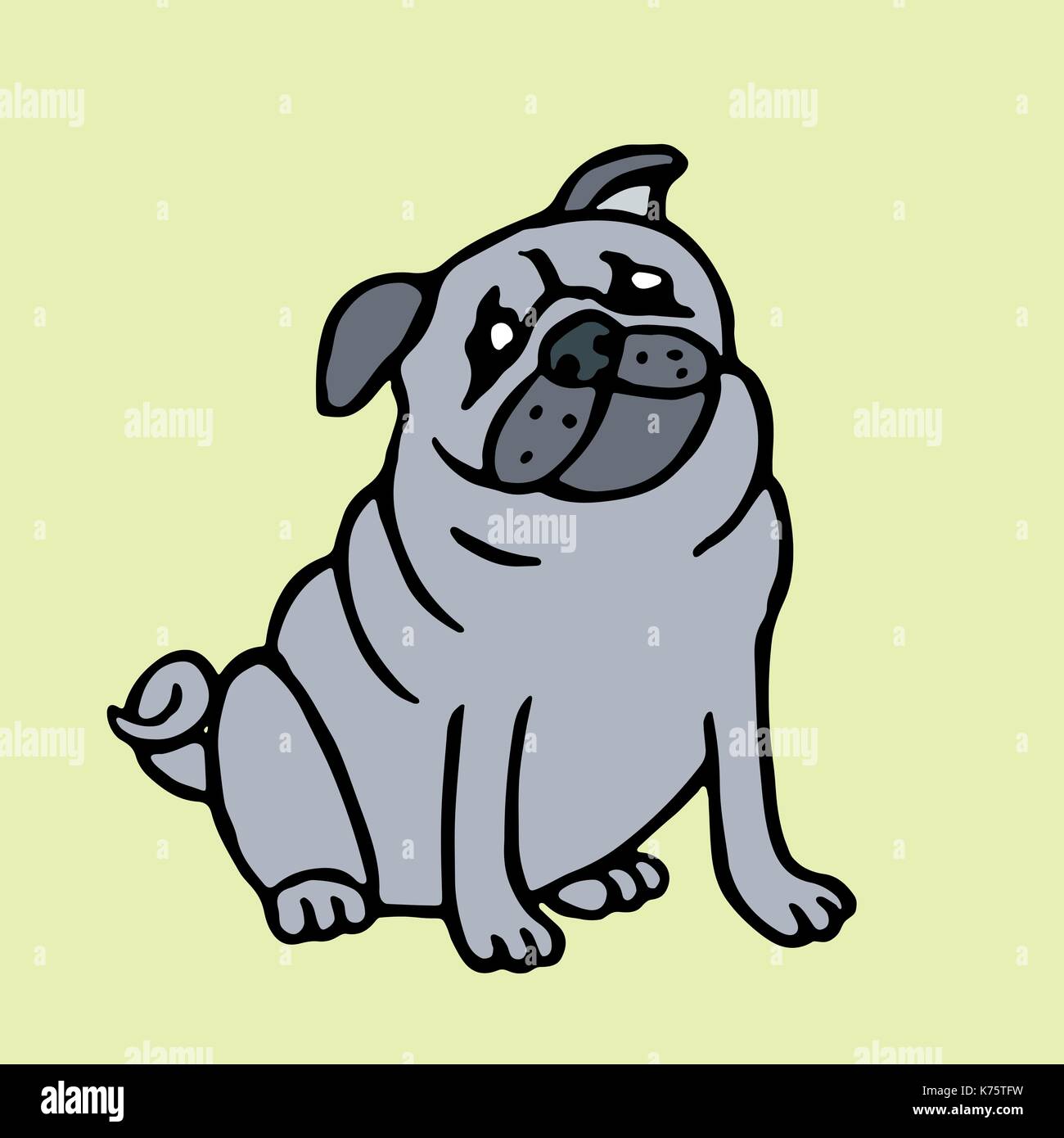 Le pug mignon vecteur illustration isolé. cheerful animal caractère. funny cartoon caractère fourrure Illustration de Vecteur