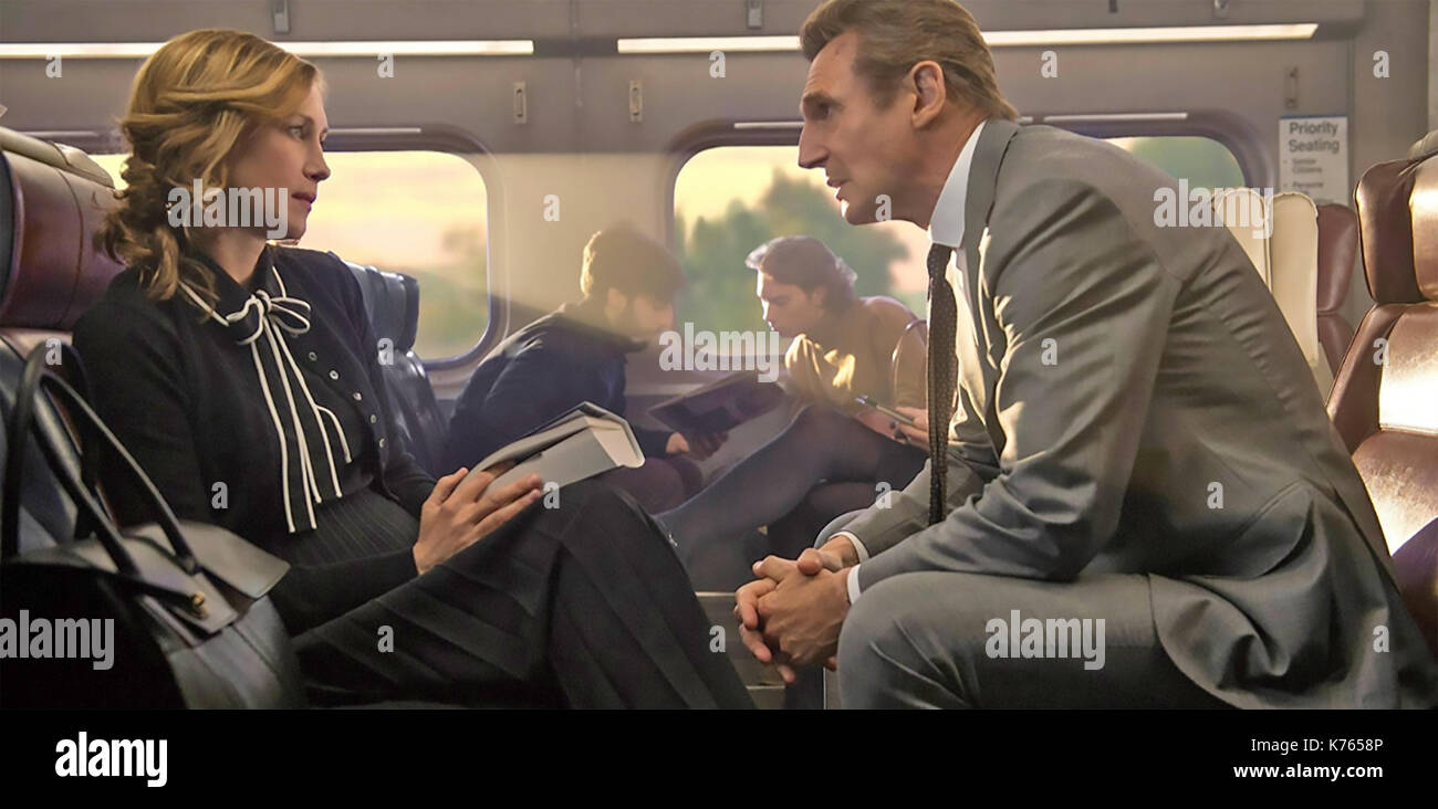 Le Commuter 2018 avec Vera Farmiga film Lionsgate et Liam Neeson Banque D'Images