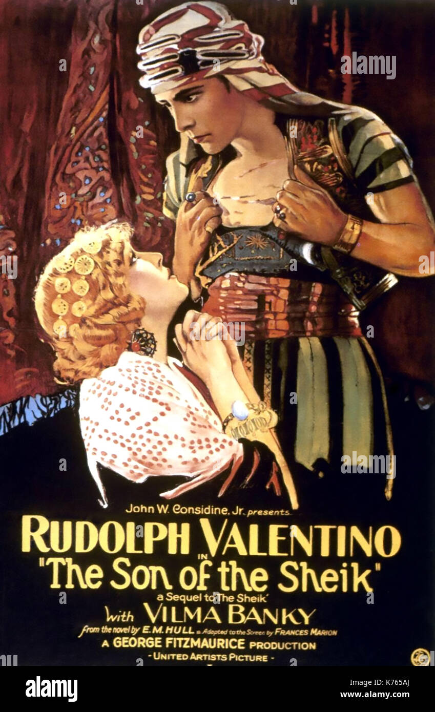 Le fils du cheik 1926 United Artists film muet avec Rudolph Valentino et Vilma Banky Banque D'Images