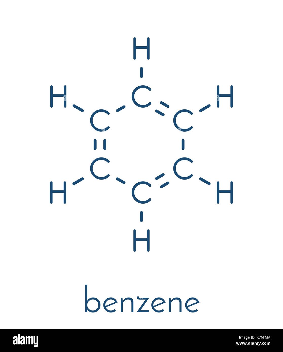 Molécule d'hydrocarbures aromatiques Benzène. important dans la pétrochimie, l'organe de l'essence. formule topologique. Illustration de Vecteur