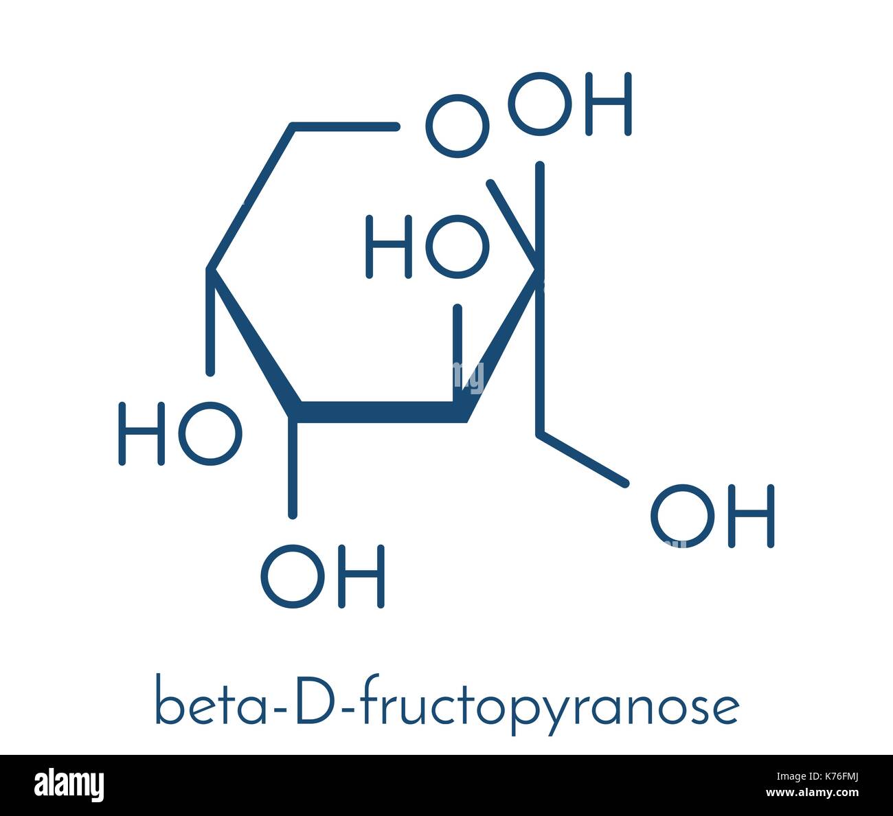 D-fructose le fructose (sucre de fruit) molécule. L'organe sirop de maïs à haute teneur en fructose (HFCS). formule topologique. Illustration de Vecteur