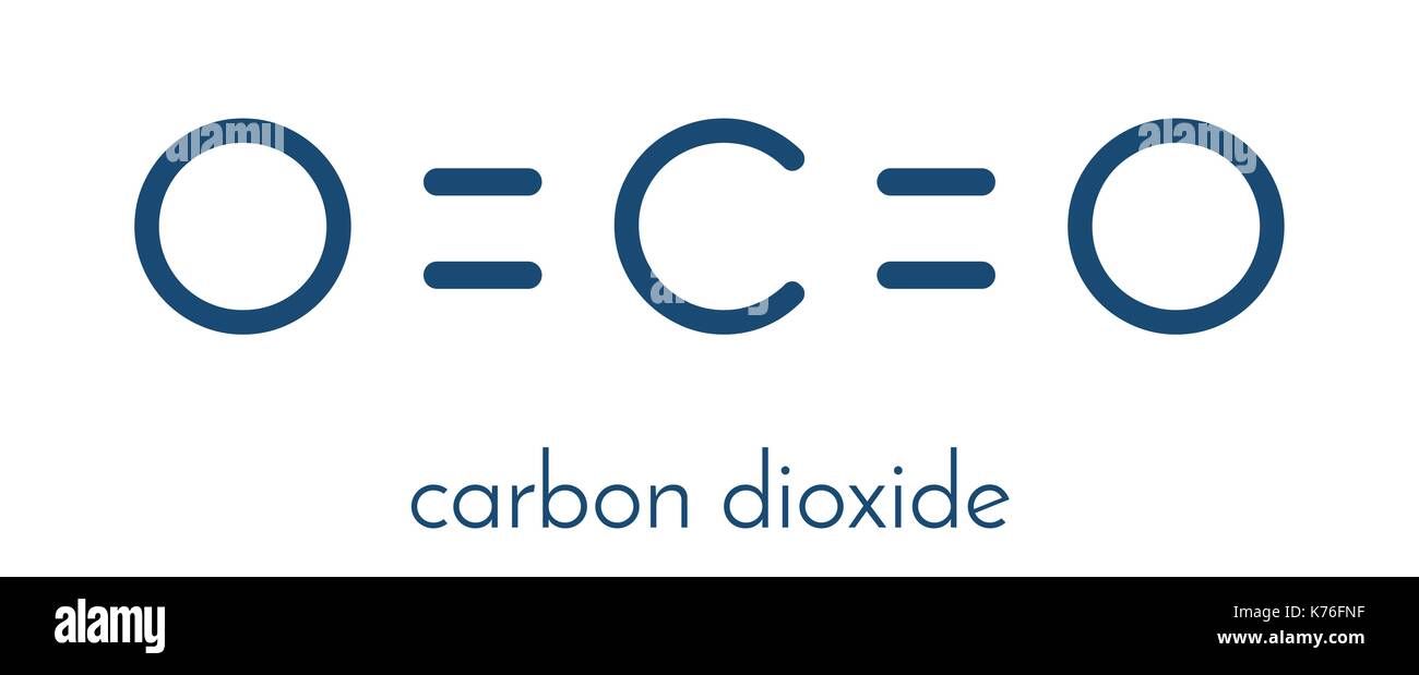 Le dioxyde de carbone (CO2), molécule icône plate style. gaz à effet de serre. formule topologique. Illustration de Vecteur