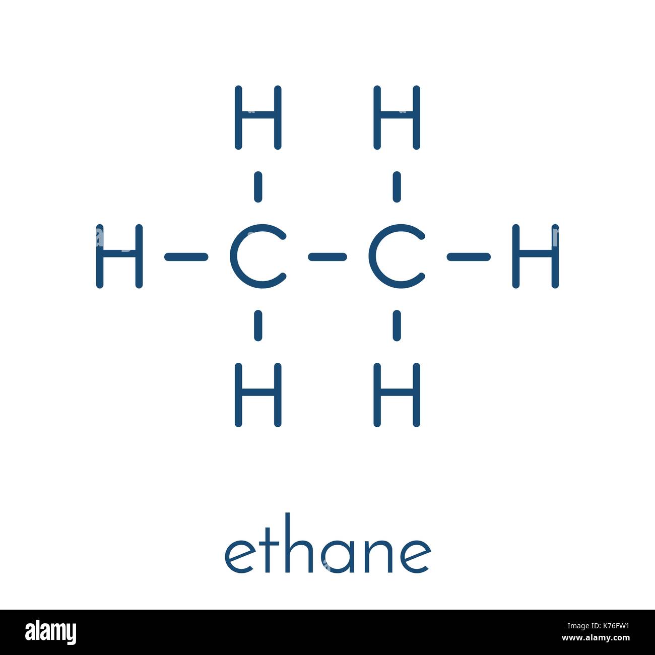 Gaz naturel Éthane molécule composant. formule topologique. Illustration de Vecteur