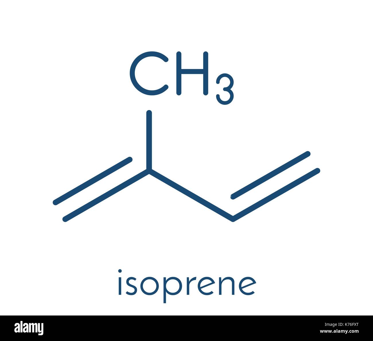 L'isoprène, caoutchouc (polyisoprène) building block (monomère). formule topologique. Illustration de Vecteur