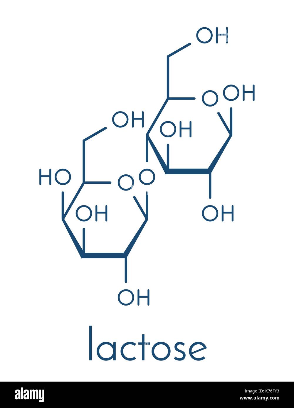 Molécule de sucre lait lactose. formule topologique. Illustration de Vecteur