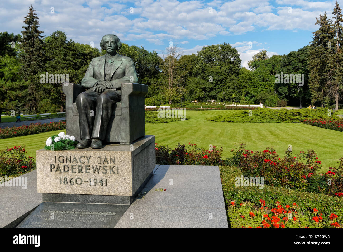 Monument à Ignacy Jan Paderewski Parc Ujazdów à Varsovie, Pologne Banque D'Images