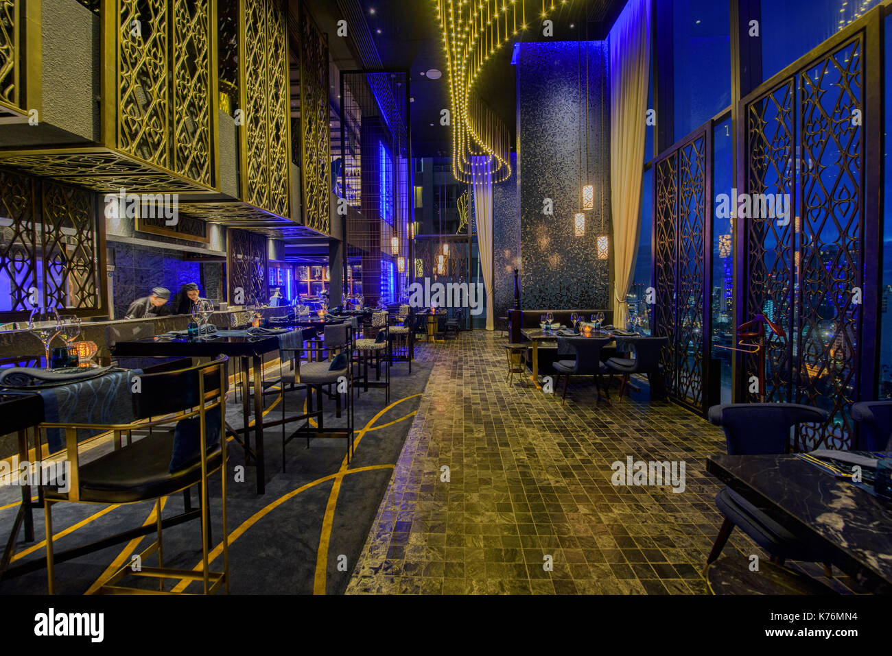 Élégant restaurant intérieur, Bangkok, Thaïlande Banque D'Images