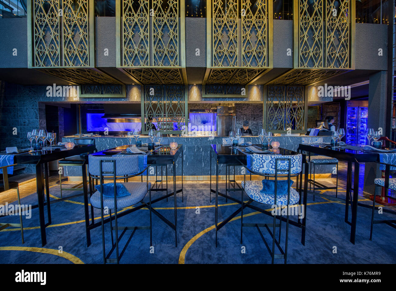 Élégant restaurant intérieur, Bangkok, Thaïlande Banque D'Images