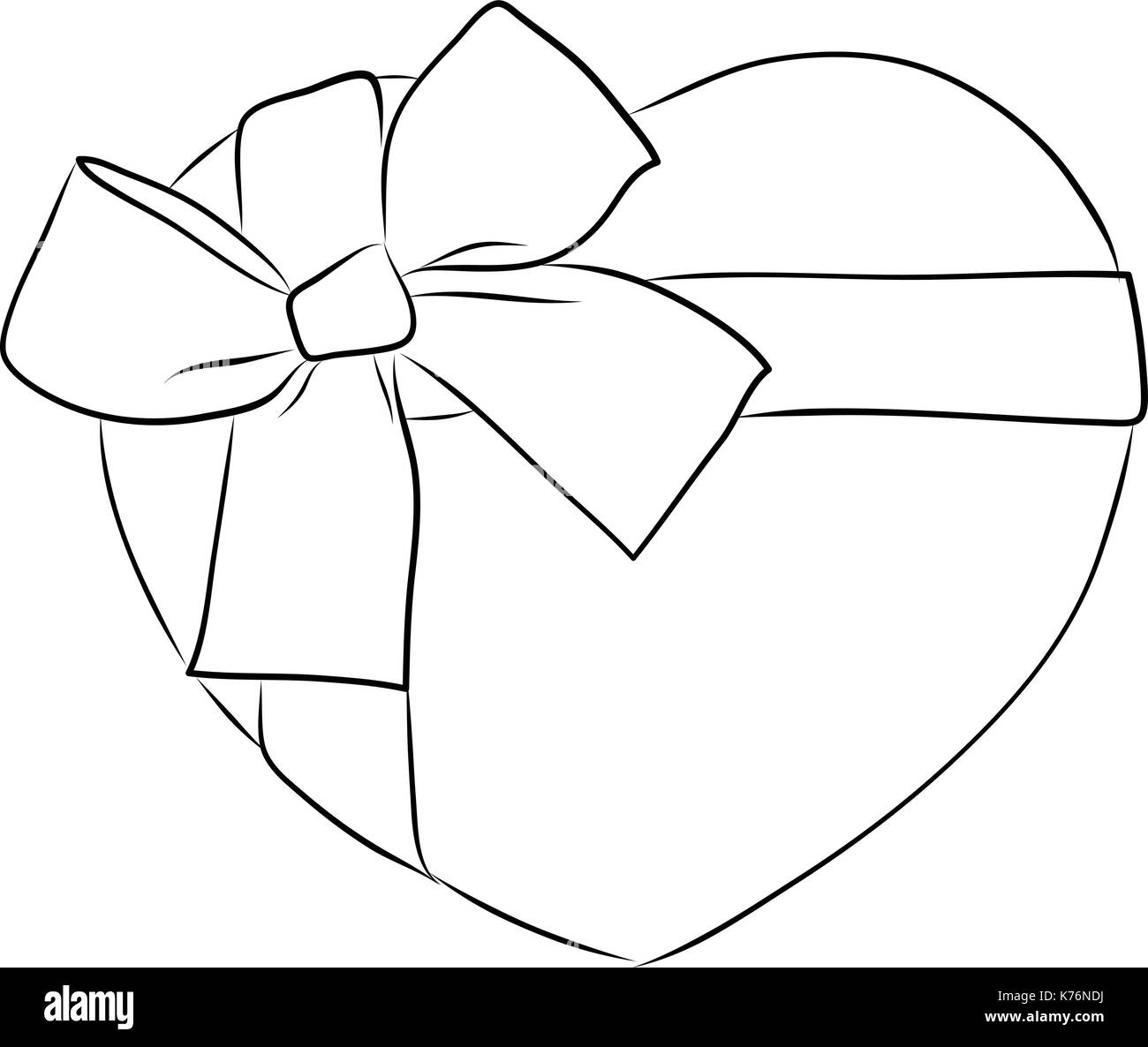 Dimensions coeur avec big ribbon bow et tag Illustration de Vecteur